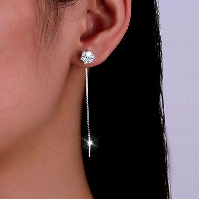 2pcs Women's Classic Stud Earrings with Tassel Design